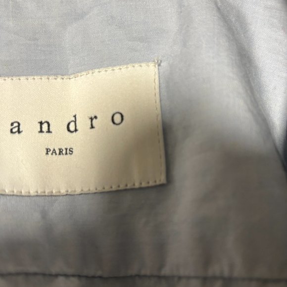 Sandro Paris Blue Contrast Collar Button Up Shirt Size Medium - Picture 7 of 11